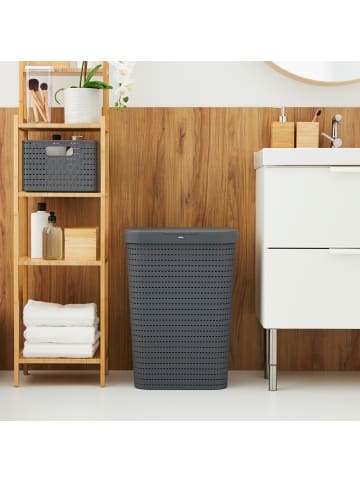 Country 3er-Set Wäschesammler 55l mit Deckel in Anthrazit