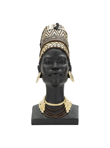 Schwarze Harzstatuette in Form eines Frauenkopfes, 21,5 x 27,5 x 45 cm