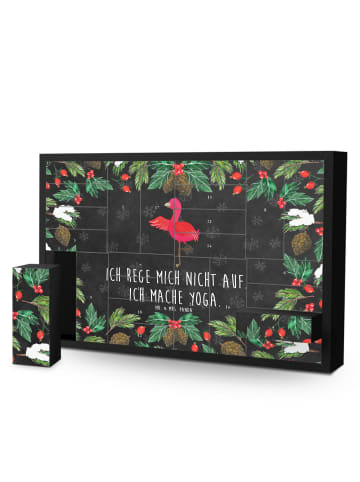 Adventskalender Flamingo Yoga mit Spruch in Kreidetafel