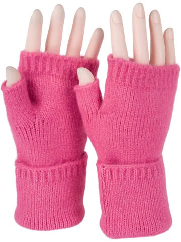 Fingerlose Strickhandschuhe in Pink