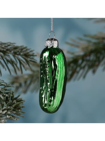 Baumschmuck Gurke Glas Ahnänger glänzend in grün