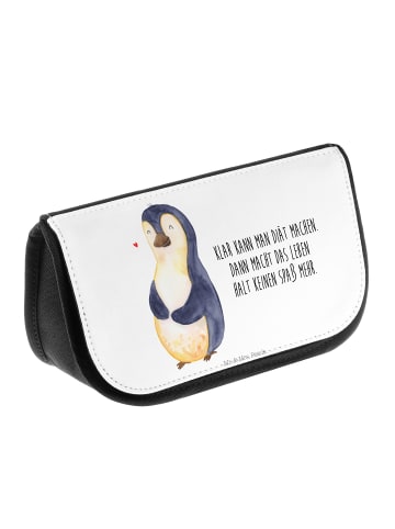 Kulturtasche Pinguin Diät mit Spruch in Weiß