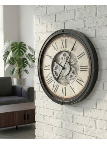 Wanduhr BORNOS in Schwarz/Beige - (W) 50 x (H) 50 x (L) 6 cm