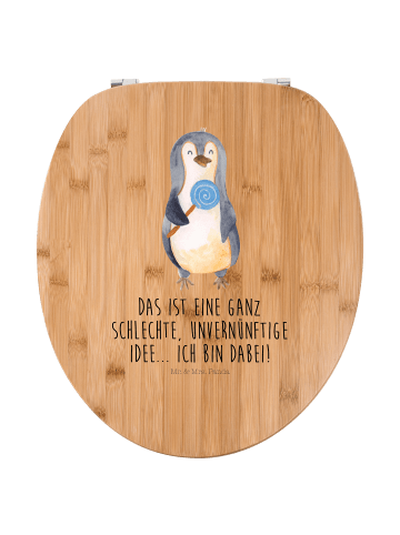 Toilettendeckel Pinguin Lolli mit Spruch in Braun