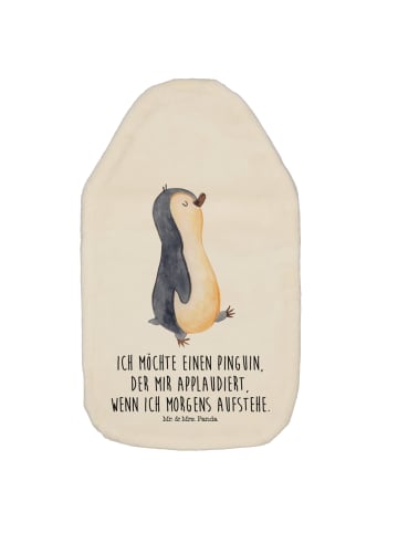 Wärmflasche Pinguin mHerzieren mit Spruch in Weiß