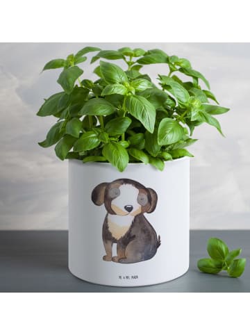 Blumentopf Groß Hund Entspannen ohne Spruch in Weiß