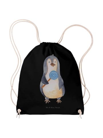 Jutebeutel Pinguin Lolli ohne Spruch in Schwarz