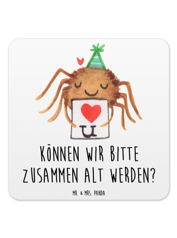 Untersetzer Spinne Agathe Brief mit Spruch in Weiß
