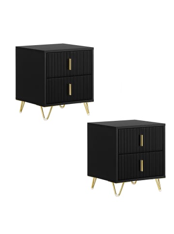 Nachttisch in Matt-Schwarz - (W) 36 x (H) 47 x (L) 40 cm