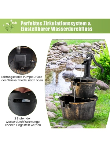 Gartenbrunnen mit Wasserpumpe in Bronze