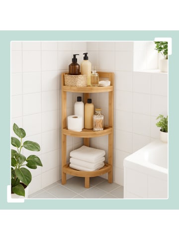 Bambus-Eckregal "3 Ablagen" in Natur - (B)23 x (H)77 x (T)23 cm