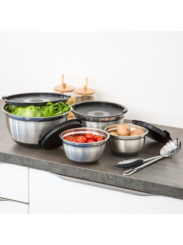 4er Schüssel Set in Schwarz/Silber - Ø15,5 - 25,5 cm