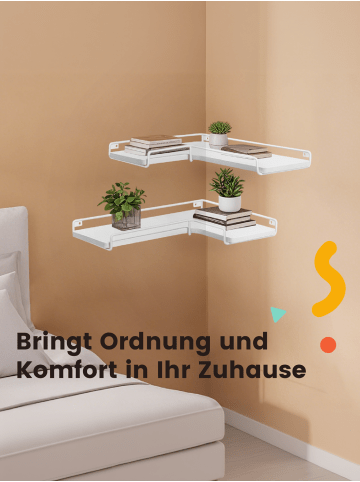 2er-Set: Eckregal Barnet-old in Weiß - (B)14 x (H)1.2 x (T)40 cm
