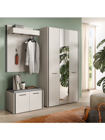 Garderobe Set in kaschmir 197 cm 3-teilig, Flurmöbel mit Soft-Close
