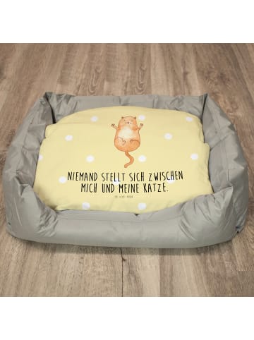 Katzenkörbchen Katze Umarmen mit Spruch in Gelb Pastell