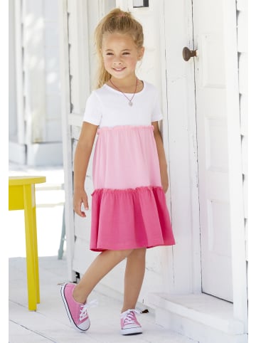 Jerseykleid in weiß-rosa-pink