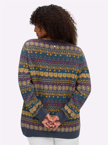 Pullover in rauchblau-gemustert