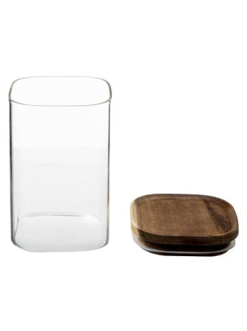 Vorratsbehälter mit Akazienholzdeckel, 1 l in Transparent, 10,5 x 10,5 x 16 cm