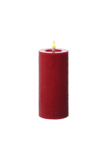 LED Kerze LINA Echtwachs Rustik-Optik 7x15cm in rot