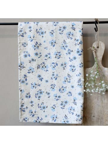 Geschirrtuch AIX Weiß mit blauen Blumen