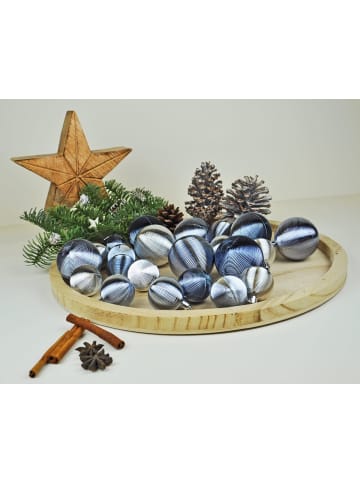 50x Kunststoff Rillen Christbaumkugeln 4 + 6 cm Kugeln in Grau