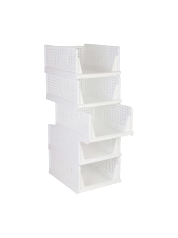 5 x Kleiderschrank-Organizer in Weiß - (B)33,5 x (H)18,5 x (T)43 cm
