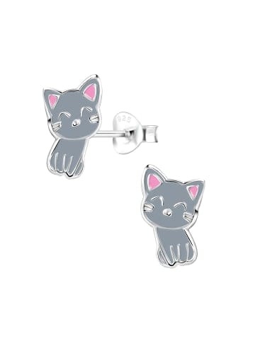 Silber Ohrringe 925 graue Katze 925 Silber