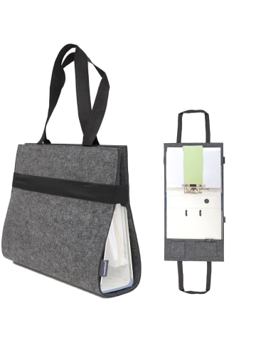 Ordnertasche mit Trageriemen Filz Grau 34x31x8,5cm grau