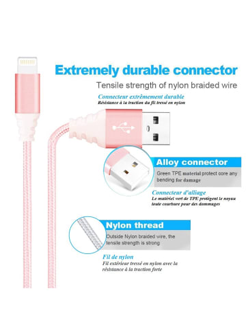 USB-auf-Lightning-Kabel 2 Meter in Rosa