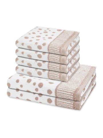 4 X Handtuch 2 X Duschtuch im Set Punkte allover in Natur