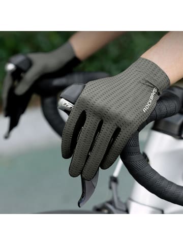 Rockbros Atmungsaktive Vollfinger-Fahrradhandschuhe Grün S in Grün