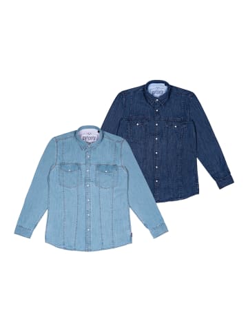 Hemd Dynasty Denim in Dark Blue, Light Blue