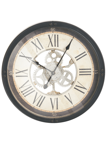 Wanduhr BORNOS in Schwarz/Beige - (W) 50 x (H) 50 x (L) 6 cm