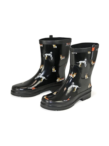 Gummistiefel Waldi Halbschaft mit Hunde Motiv in schwarz