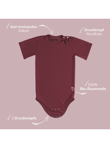 Baby Body aus 100% Bio-Baumwolle Druckknopf kurzarm gerippt Raspberry