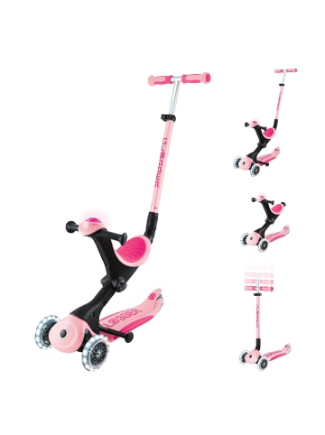 3in1 Aufsitzrad, Laufrad, Scooter GO-UP DELUXE LIGHTS in pastellrosa, Leuchtmod