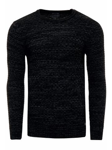 Rundhals Strick Pullover in Schwarz