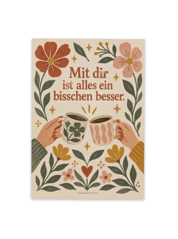 Postkarte Hände herzlich Design mit Spruch in Weiß