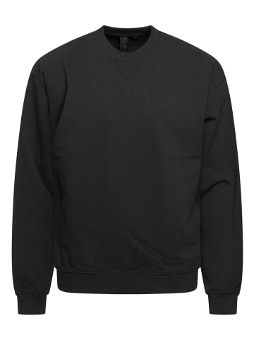 Sweatshirt - S2AGEO Oversize Pullover Crew-Neck Sweater in Black