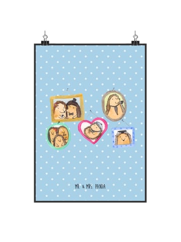 Wandbild Igel Familie ohne Spruch in Blau Pastell