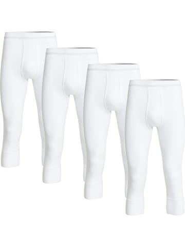 Baumwolle, Doppelripp Unterhose, 3/4 lang 4er-Pack in weiss