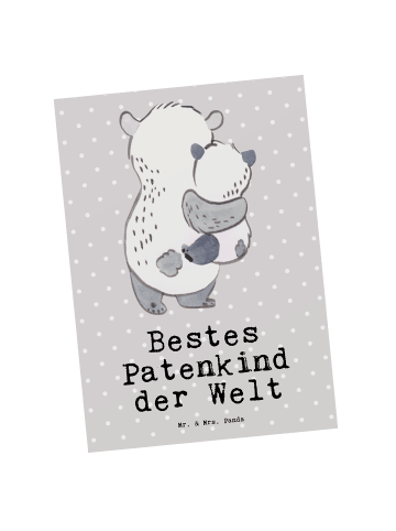 Postkarte Panda Bestes Patenkind der Welt mit S... in Grau Pastell
