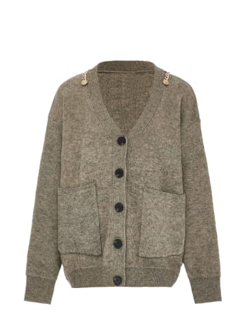Damen Strickjacke in Taupe Melange