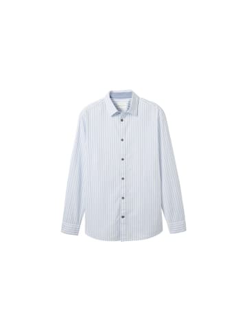 Langarmhemd in blue white dobby stripe