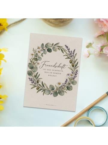 Postkarte Kranz poetisch Design mit Spruch in Weiß