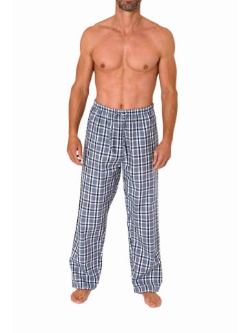 Schlafanzug Pyjama Hose lang kariert Baumwolle - 79838 in grau
