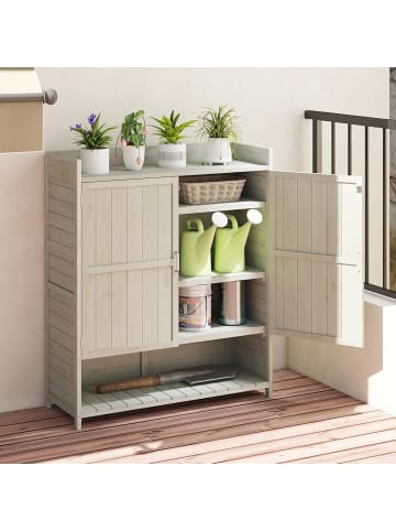 Pflanztisch mit Unterschrank in Grau