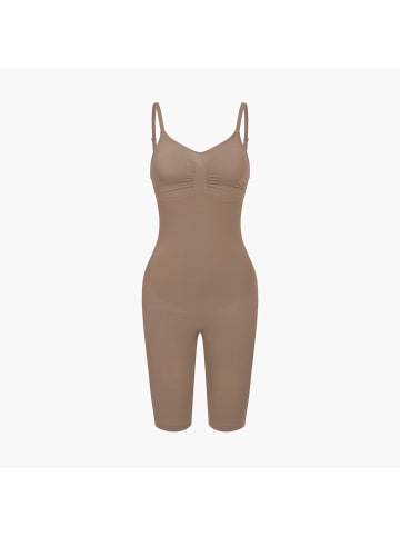 Figurformender Body mit Shorts in Karamell