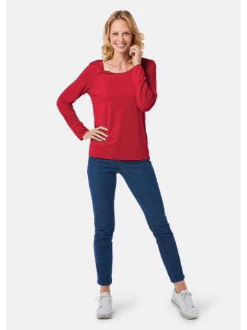 Kurzgröße:  Langarmshirt mit tonaler Zierkante in rot