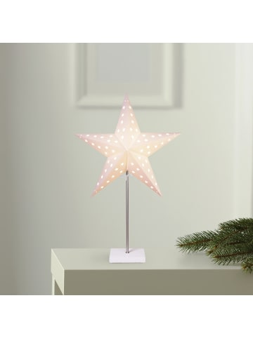 Stern-Tischleuchte Leo, Holzfuß, weiß, 65cm in Weiß